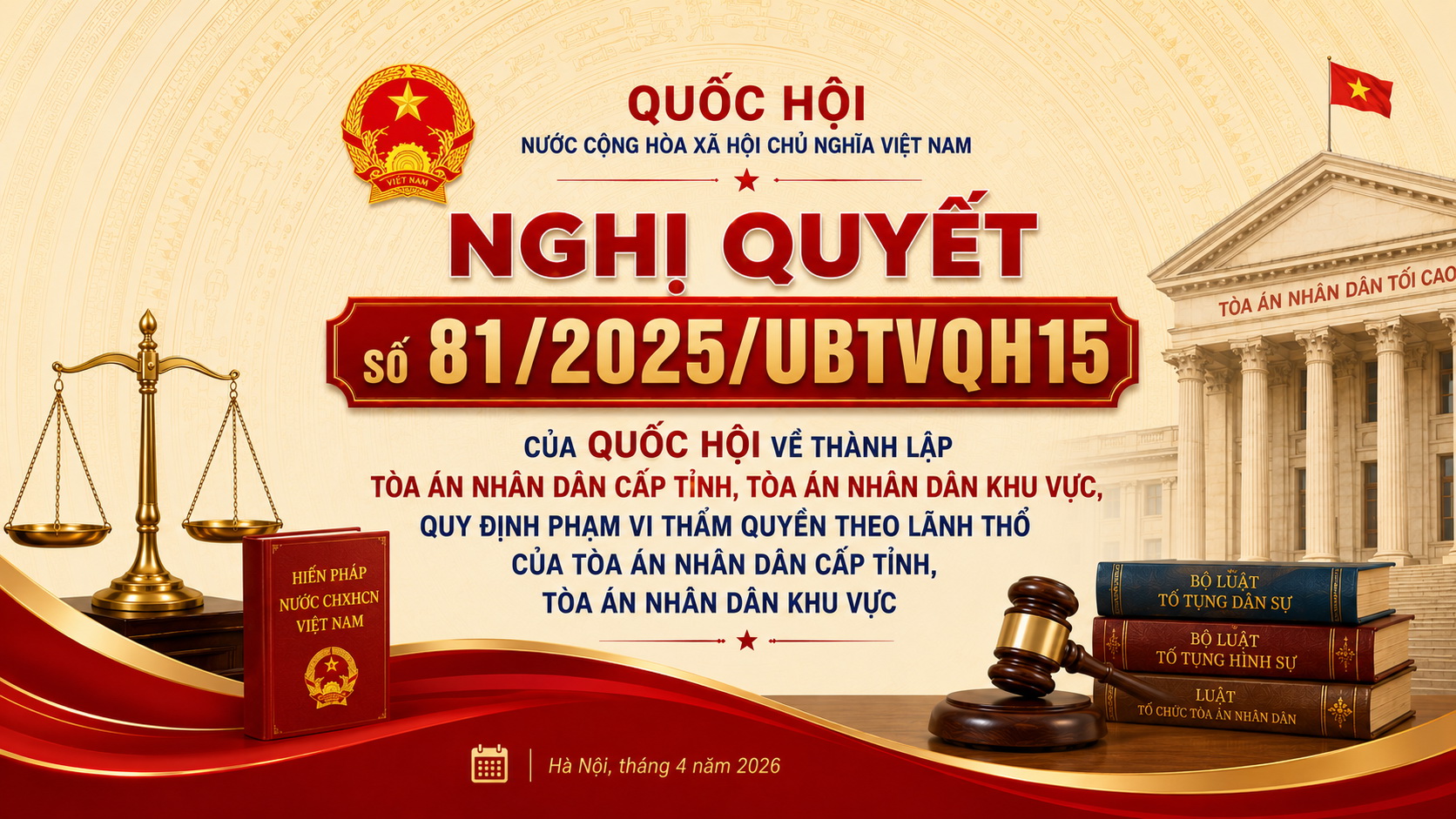 Nghị quyết số 81/2025/UBTVQH15 của Quốc hội về thành lập Tòa án nhân dân cấp tỉnh, Tòa án nhân dân khu vực